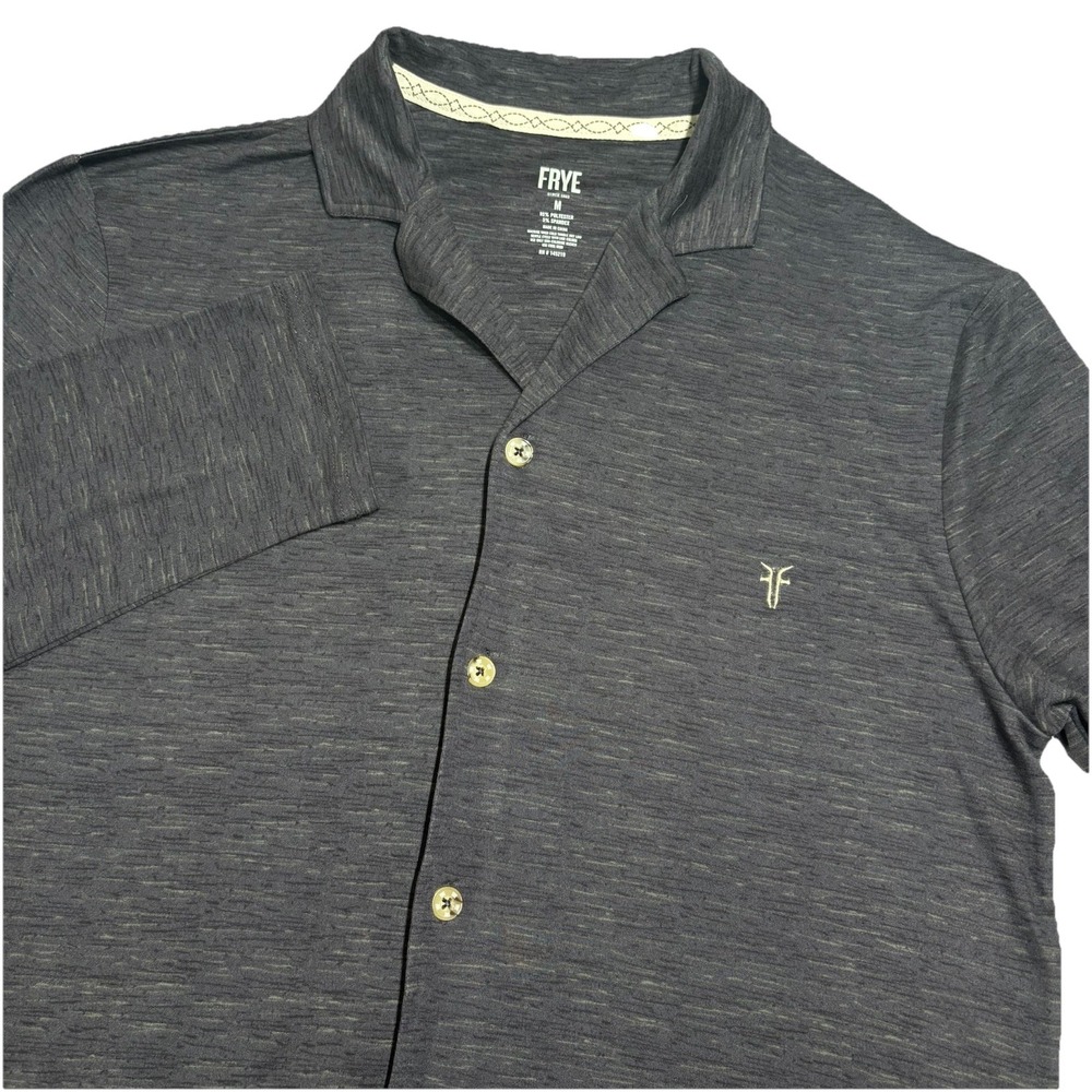 FRYE Men's M Medium Heather Gray Performance Wicking Shirt Lightweight Button Up